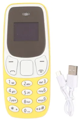 Zdjęcie produktu dla Najmniejszy telefon na świecie, zestaw głośnomówiący, dialer Bluetooth, podwójna karta SIM, odblokowany, GSM, mini telefon komórkowy 2 w 1, żółty