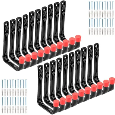Productafbeelding van 20 stuks garageopberghaken, 9 cm wandmontage, zware J-haken, multifunctionele kledinghaken voor fietsen, stoelen, ladders, slangen en tuingereedschap