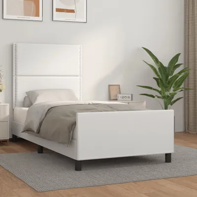 Obrázok produktu pre Maison Exclusive – posteľ s čelom, biela, 100 x 200 cm, umelá koža