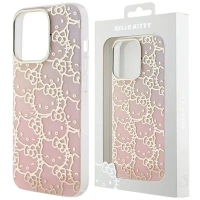 Produktbild von Hello Kitty IML Gradient Electrop Crowded Kitty Head Hülle für iPhone 15  Rosa Handyhülle