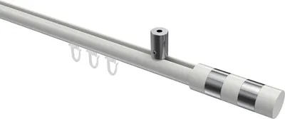 Produktbild von Interdeco Innenlaufstange / Gardinenstange mit Innenlauf Weiß / Chrom, Typ Sonius Mavell (Zylinder Bicolor) Deckenmontage, 20 mm Ø 1-läufig, 220 cm