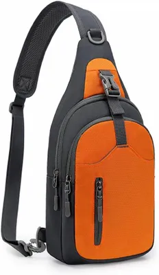 Image de Sac à bandoulière léger à plusieurs compartiments, pour hommes et femmes, idéal pour la randonnée, le vélo, les voyages et le camping, orange