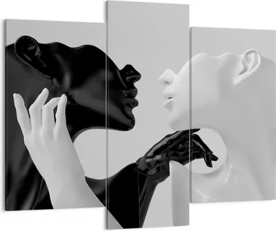 Produktbild von Bild auf Leinwand - Leinwandbild - 3 Teile - Schwarz Weiß Statue - 130x100cm - Wand Bild - Wanddeko - Wandbilder - Leinwanddruck - Bilder - Wanddekoration - Leinwand bilder - Wandbild - CB130x100-4736