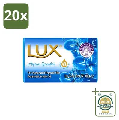 Immagine prodotto di 20 saponette Lux Aqua Sparkle - Idratanti - 80 g - Confezione da 20 pezzi