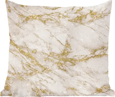 Produktbild von MuchoWow® Zierkissen Sofakissen Wohnzimmer Dekokissen 45x45 cm Marmor - Muster - Weiß - Gold - Schlafpolster - Polster für das Sofa