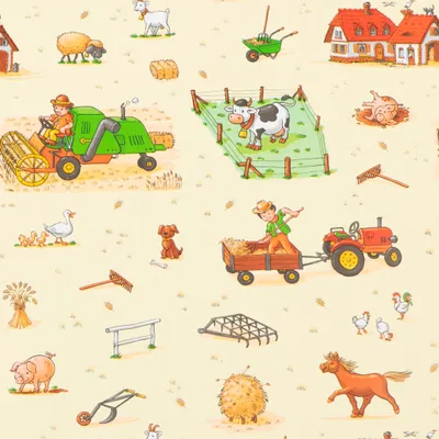 Produktbild von Geschenkpapier Bauernhof Tiere 70cm x 2m, Rolle