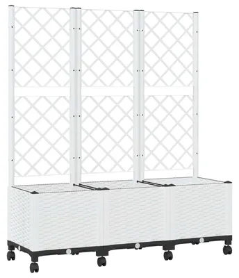 Produktbild von Pflanzkübel mit Spalier und Rädern Weiß 120 x 40 x 146 cm PP