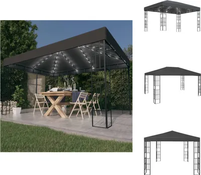 Zdjęcie produktu dla vidaXL Pawilon z oświetleniem LED 3x4 m antracyt - Pawilony i namioty imprezowe