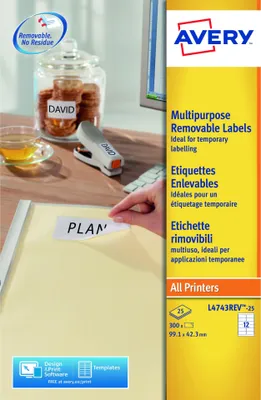 Produktbild von Avery Zweckform - Etikett L4743REV-25 99,1x42,3mm weiß 300 Etiketten