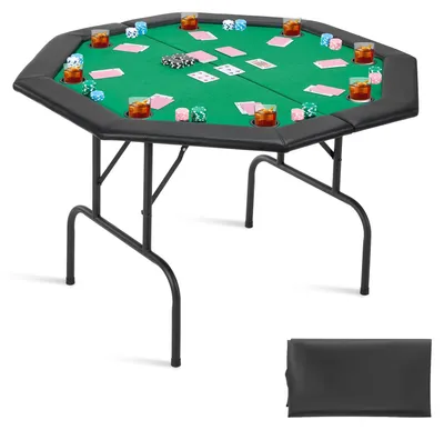 Klappbarer Pokertisch, 8 Spieler, 1220 mm, achteckig, Filz, Metallbeine