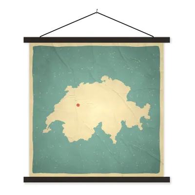 Produktbild von MuchoWow® Textilposter Vintage Karte der Schweiz auf altem Papier 60x60 cm mit schwarzem Rahmen - Posteraufhänger