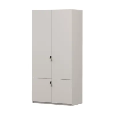 Produktbild von Drehtürenschrank MEZZO 4D, Jugendzimmer, Kleiderschrank, Schrank 100 cm Kaschmir/Kaschmir, schwarze Metallgriffe
