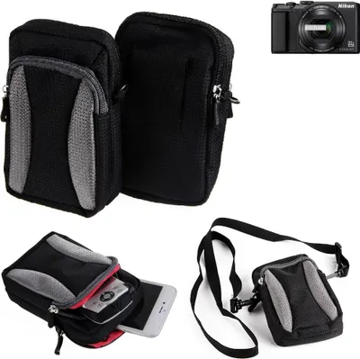 Produktbild von K-S-Trade Fototasche kompatibel mit Nikon Coolpix A900 Gürtel-Tasche Holster Umhänge Tasche Kameratasche, schwarz-grau Brust-Beutel Brust-Tasche