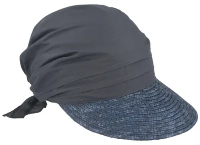 Seeberger Damen Strohcap mit Strohbortenschild in blau