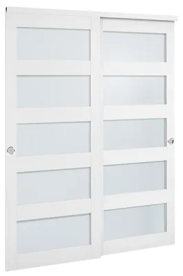 Produktbild von Schiebetür 1524 mm x 2032 mm (passende Öffnungsgröße), Bypass-Schiebetüren aus Milchglas mit Hardware-Kit