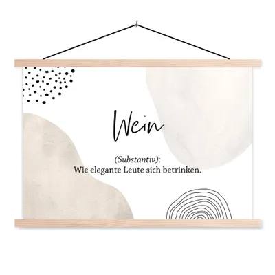 Produktbild von MuchoWow® Textilposter Sprichwörter - Wein - Zitate - Wörterbuch - Weindefinition 60x40 cm mit holzfarbenen Rahmen - Bilder