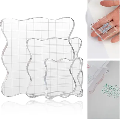 Obrázek produktu pro Akrylová razítka DIY: 1 kus 7,5 x 7,5 cm, 1 kus 5 x 5 cm, 1 kus 2,5 x 2,5 cm.