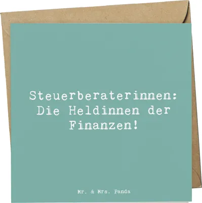 Produktbild von Mr. & Mrs. Panda Klappkarte Spruch Steuerberaterin Heldin - Meeresbrise - Geschenk, Steuerexpertinnen, Berufsprodukte, Grußkarte, Glückwunschkarte, Berufe, doppelkarte
