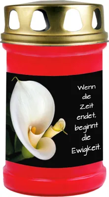 Produktbild von Grabkerze Rot, Brenndauer: 48 Stunden, Motiv: Calla