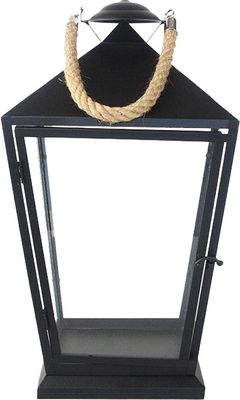 Esschert Design Laterne Schwarz mit Tau Größe M 45,6 cm - Metall & Glas