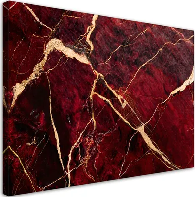 Produktbild von Leinwandbild Roter Marmor mit Gold Loft-Stil 120x80 Feeby Rot bild für die wand bereit zum aufhängen