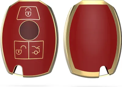 Produktbild von kwmobile Autoschlüssel Hülle kompatibel mit Mercedes Benz 3-Tasten Autoschlüssel - Schlüsselhülle Silikon Cover - Rot Gold