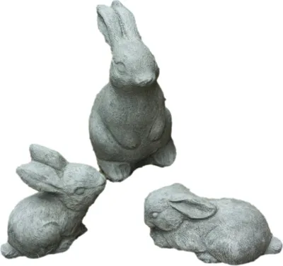 Produktbild von Schöne Hasen als Set aus Steinguss perfekt für den Garten die Terrasse oder auch die Fensterbank ist Frostfest Witterungsbeständig und Neu 23cm H, SU-2269