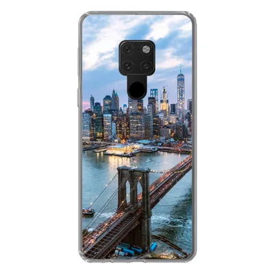 Produktbild von MuchoWow® Handyhülle Schutzhülle Hülle für Huawei P40 Lite New York - Brooklyn Bridge - Boot Silikon Softcase Handy Hülle - Handy