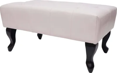 Produktbild von Ottomane Chesterfield, Sitzhocker Fußablage Hocker, Kunstleder 39x77x47cm creme-weiß