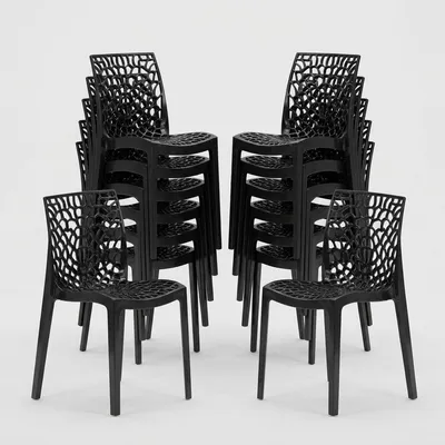 Produktbild von 22er Set Gruvyer Grand Soleil Stapelbare Stühle für Bars und Restaurants - Schwarz