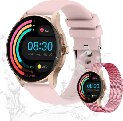 Produktbild von Damen's IP67 Wasserdicht Fitness-Tracker 1.39 Zoll Smartwatch mit SPO2 Herzfrequenz Schrittzähler & Blutdrucksensor 15 Sportmodi GPS