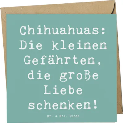 Produktbild von Mr. & Mrs. Panda Glückwunschkarte Spruch Chihuahua Liebe - Meeresbrise - Geschenk, Hunderassen, Chihuahuas, Hund, Klappkarte, anlasskarte, Hunderasse, Herzensbrecher