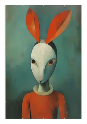 Produktbild von Wallario Wandbild Das Hasenporträt, Größe: 61 x 91,5 cm, Poster mit rahmenlosen Bildhalter