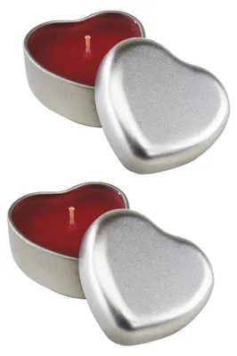 Herz-Kerzen-Set Vanilleduft 2er-Pack Metalldose
