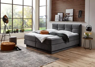 Produktbild von Boxspringbett >Schlummerland< inkl. wendbare 7 Zonen TTFK Matratze & Topper - 180x200 cm anthrazit