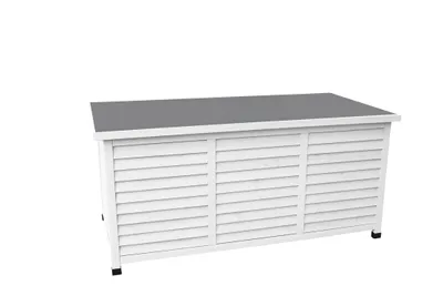 Produktbild von Kissenbox 132x66x61 cm Weiß Vintage Tannenholz Stahl wasserdicht belüftet