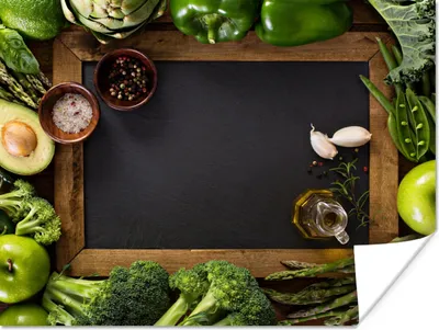 Produktbild von MuchoWow® Poster Obst - Kreidetafel - Gemüse 160x120 cm - Foto Plakat