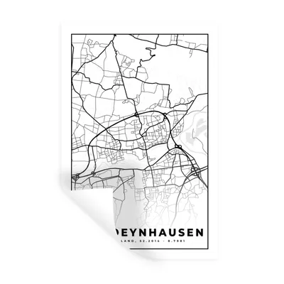 Produktbild von MuchoWow® Wandtattoo Wandsticker Wandaufkleber Bad Oeynhausen - Karte - Stadtplan 60x90 cm Selbstklebend und Repositionierbar - Sticker - Dekorfolie
