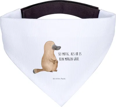 Produktbild von Mr. & Mrs. Panda Hunde Halstuch Schnabeltier Mut - Weiß - Geschenk, Motivation, Training, Arbeit, Raodtrip, Meer, Tuch, Hund, Büro, Für, Hundehalstuch