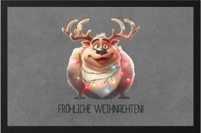 Produktbild von Fröhliche Weihnachten Lustiges Rentier Fußmatte Lichterkette Adventsgeschenk