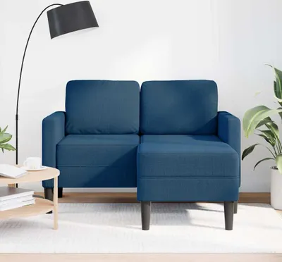 Immagine prodotto di Divano 2 Posti con Chaise longue a L Blu 125 cm in Tessuto