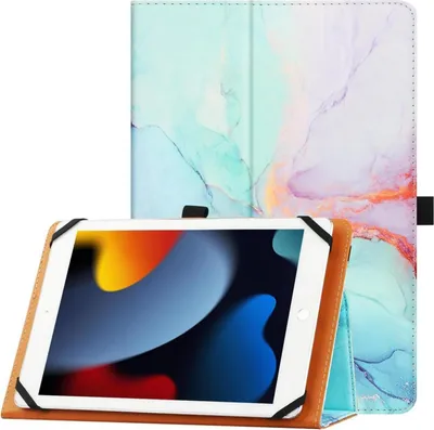 Image de Étui universel pour tablette 9-10 pouces - Étui folio à support - Bande de silicone - Marble Blue