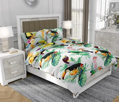 Produktbild von Bettwäsche 200x220 cm + 2x70x80 cm, 3-teilig, 100% Baumwolle, Satin, Reißverschluss, Bunt - SOVIO | So.9067