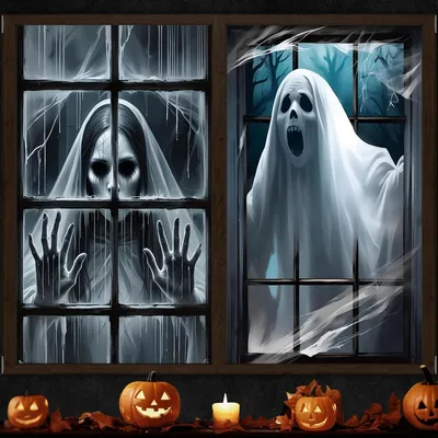 Produktbild von Halloween Fensterbilder 2er Set 120 x 80 cm Polyester Gruselig Horror Deko