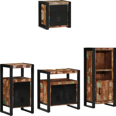 Image de vidaXL Ensemble de meubles de salle de bains avec étagère 4 pcs Bois massif upgecyclé
