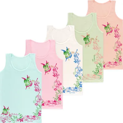 Produktbild von 5er Set Mädchen Unterhemden - Schmetterling - Bunt
