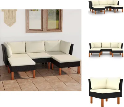 Produktbild von vidaXL 5-tlg. Garten-Lounge-Set mit Kissen Poly Rattan Schwarz -  Gartenmöbel-Sets
