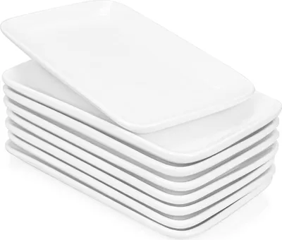 Produktbild von Famanu Servierplatten Set aus 8 rechteckigen Porzellanplatten - Ideal für Antipasti, Sushi, Vorspeisen und Desserts