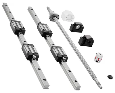 Produktbild von VEVOR Linearführungsschienen-Kit, HGR20, 2 Stück 600 mm (23,62 Zoll) Linearführungen und 1 Stück Kugelgewinde, 4 Stück Gleitblöcke, mit BF12/BK12 Endstütze, Kupplung und Muttergehäuse, für DIY CNC-Fräsen und Drehmaschinen
