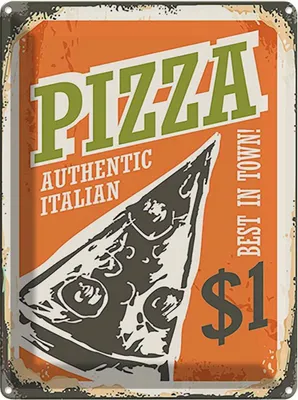 Produktbild von vianmo Blechschild 40x30 cm Pizza best in town 1$ Italian Essen Trinken